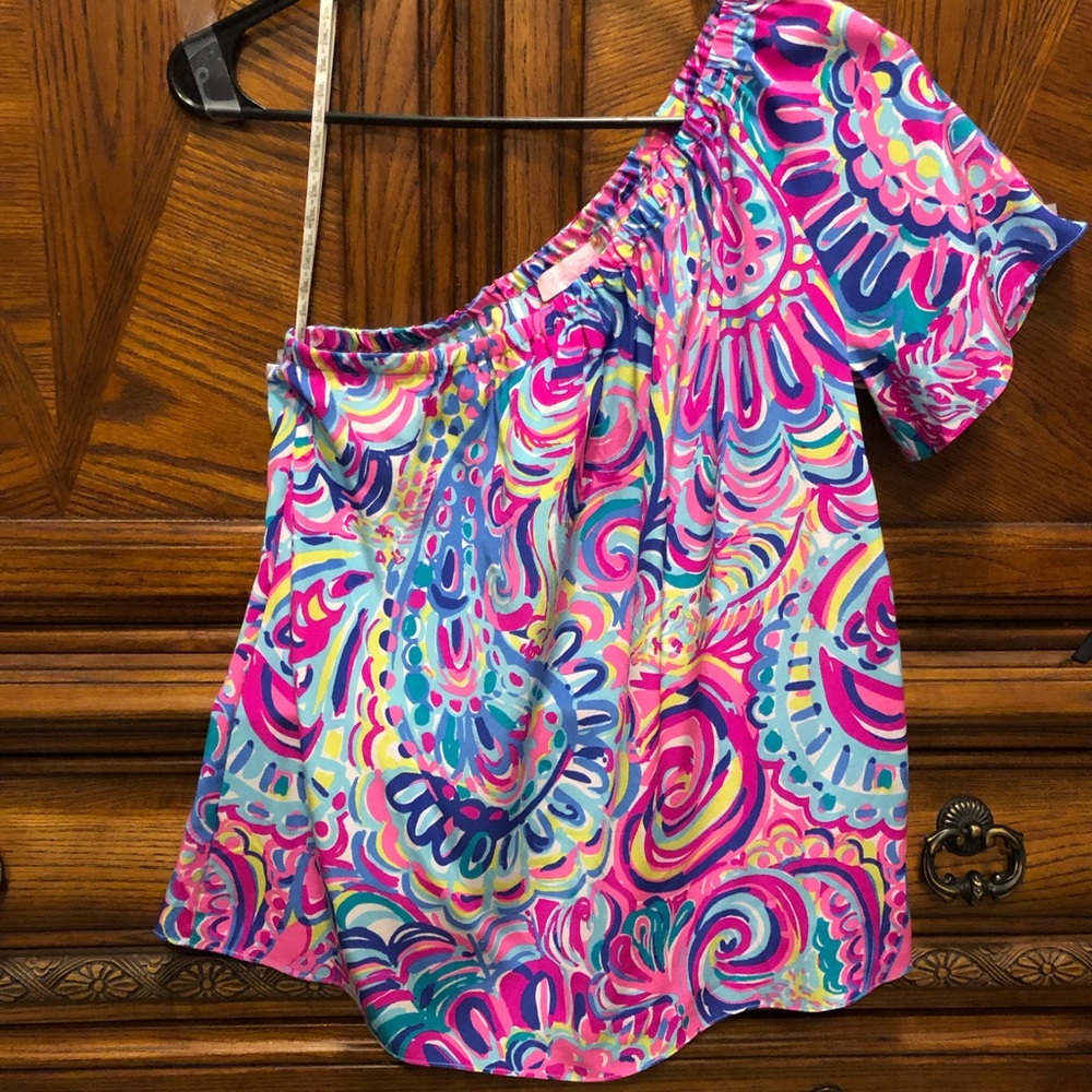 Lilly Pulitzer Psychedelic Sunshine one shoulder Top XXS